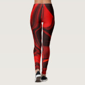 Rote Kurven oder Wellen in dunklem Fond, rötlich. Leggings (Rückseite)