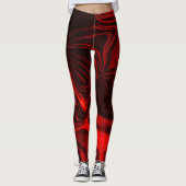 Rote Kurven oder Wellen in dunklem Fond, rötlich. Leggings (Vorderseite)