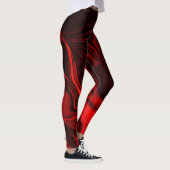 Rote Kurven oder Wellen in dunklem Fond, rötlich. Leggings (Rechts)