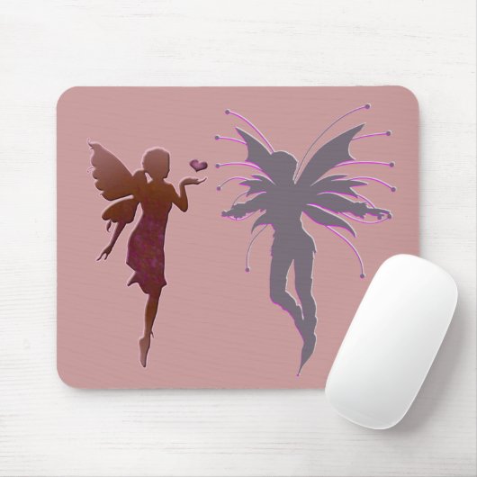 Rote küssende Fee und Herz Mousepad (Mit Mouse)