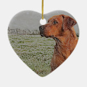 Rote Labrador-Weihnachtsverzierung Keramik Ornament (Hinten)