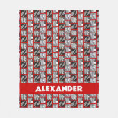 Rote Lacrosse Blöcke von Sticks und Balls Fleecedecke (Vorderseite)