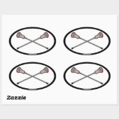 Rote Lacrosse Sticks Ovaler Aufkleber (Blatt)