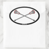 Rote Lacrosse Sticks Ovaler Aufkleber (Tasche)
