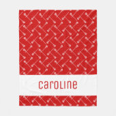 Rote Lacrosse Weiße Sticks Gemustert Fleecedecke (Vorderseite)