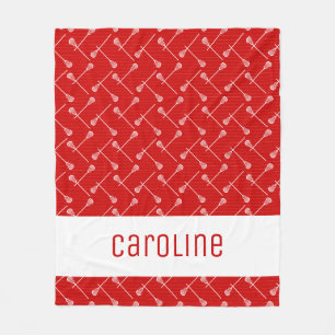 Rote Lacrosse Weiße Sticks Gemustert Fleecedecke