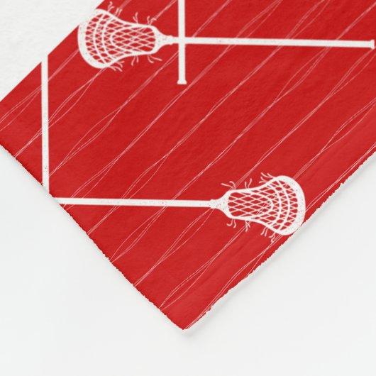 Rote Lacrosse Weiße Sticks Gemustert Fleecedecke (Ecke)