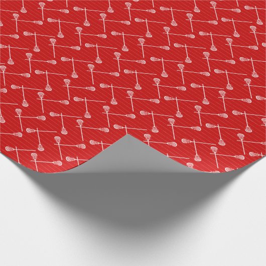 Rote Lacrosse Weiße Sticks Gemustert Geschenkpapier (Ecke)