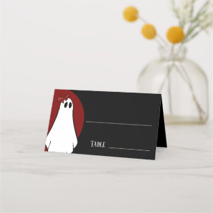 Rote Lady-Geister-Hochzeit an Halloween Platzkarte