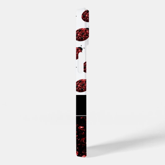 Rote Ladybug-Imitate Glitzer-Glitzern Muster Monog Case-Mate iPhone Hülle (Rückseite / Rechts)