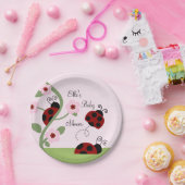 Rote Ladybugs und Blume Papierplatte Pappteller (Party)