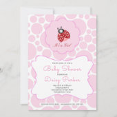 Rote Ladybugs und rosa Kreise Einladung (Vorderseite)