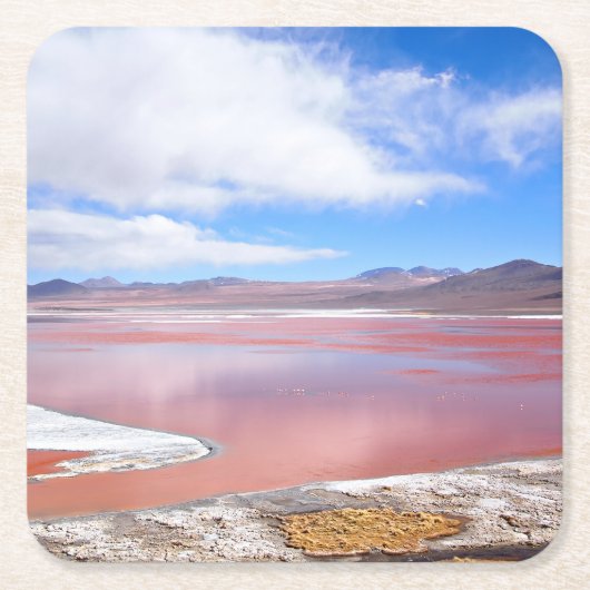 Rote Lagune, Laguna Colorada in Rechteckiger Pappuntersetzer (Vorderseite)