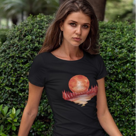 Rote Landschaft Vollmond T-Shirt