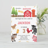 Rote Landtiere Einladungen zum Geburtstag (Stehend Vorderseite)