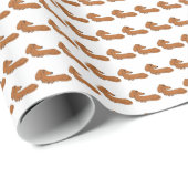 Rote lange Haar-Dackel Geschenkpapier (Rolleneckpunkt)