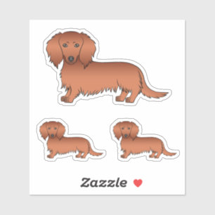 Rote Langhaar-Dachshund-Süße Cartoon-Hundezeichnun Aufkleber