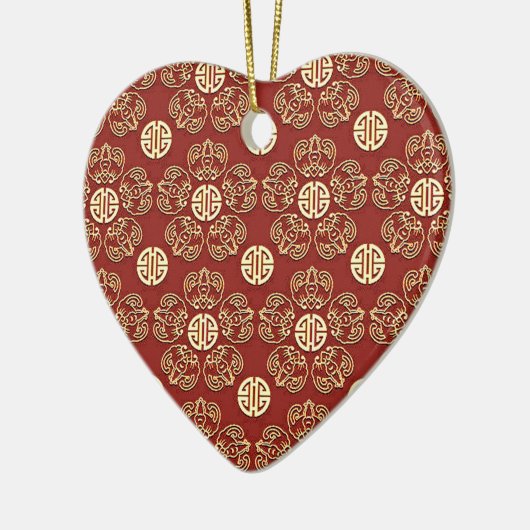 Rote Langlebigkeits-Blumen Keramikornament (Links)