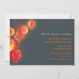 Rote Lanterns Kohle Gray Wedding Save the Date