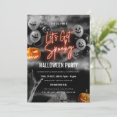 Rote Lassenden erhalten Spooky Halloween-Party Ein Einladung (Stehend Vorderseite)