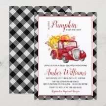 Rote Lastwagen Herbst Kürbis Baby Shower Einladung