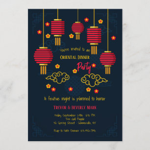 Rote Laternen-Party-Einladungen Einladung