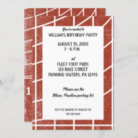 Rote Laufbahn für Track und Field-Party Einladung