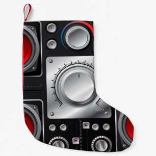 Rote Lautsprecher mit Verstärker und Kontrolle Knö Kleiner Weihnachtsstrumpf