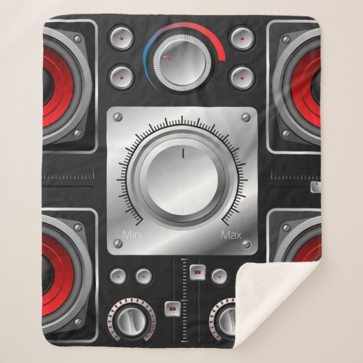 Rote Lautsprecher mit Verstärker und Kontrolle Knö Sherpadecke (Vorderseite)
