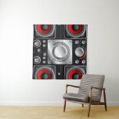 Rote Lautsprecher mit Verstärker und Kontrolle Knö Wandteppich (Beispiel (Horizontal))