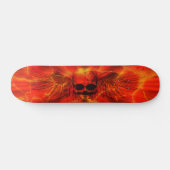 Rote Lava-Explosion Winged Schädel Skateboard (Horizontal)