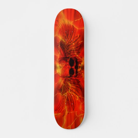 Rote Lava-Explosion Winged Schädel Skateboard (Vorne)