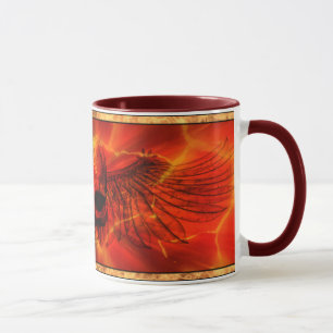 Rote Lava-Explosion Winged Schädel Tasse