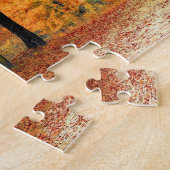 Rote Leaf Bäume in der Nähe der Straße / Herbst Puzzle (Seite)