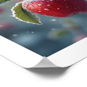 Rote, leckere Äpfel mit Schnee Poster (Ecke)