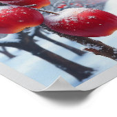 Rote, leckere Äpfel mit Schnee Poster (Ecke)