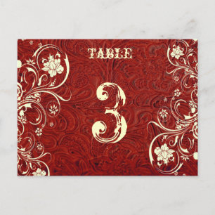 Rote Leder-Tischnummerkarte (Creme, flach) Postkarte