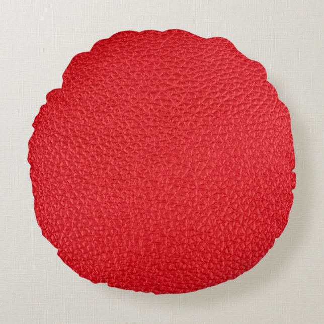 Rote Lederoptik Rundes Kissen (Vorderseite)