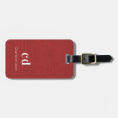 Rote Ledertextur, Monogramm Gepäckanhänger (Vorderseite horizontal)