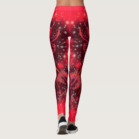 Rote Leggings mit Bullen in der Sternennacht (Rückseite)