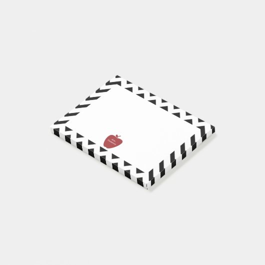 Rote Lehrer Apples schwarze Zickzack Posten-it® Post-it Klebezettel (angewinkelt)