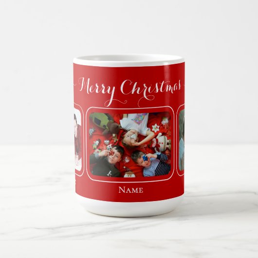 Rote Leinwand Weihnachts-Familientasse Kaffeetasse (Mittel)