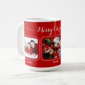 Rote Leinwand Weihnachts-Familientasse Kaffeetasse (Vorderseite Links)