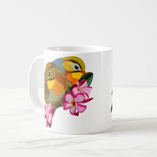 ROTE LEIOTHRIX-VÖGEL KAFFEETASSE (Vorderseite Links)