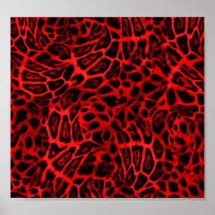 ROTE LEOPARD-WOBBLE-PATTERBACKGRUNDS-WALLPAPIERE POSTER