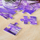 Rote Libelle auf Violet Purple Blumen Puzzle (Seite)