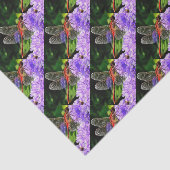 Rote Libelle auf Violet Purple Blumen Seidenpapier (Ausschnitt)
