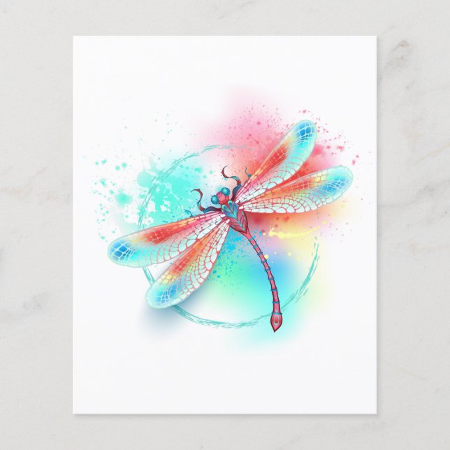 Rote Libelle im Aquarellhintergrund (Vorderseite)