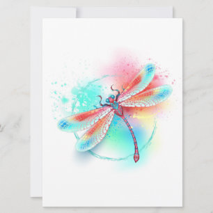 Rote Libelle im Aquarellhintergrund Ankündigung