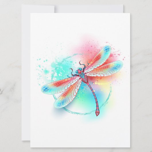 Rote Libelle im Aquarellhintergrund Ankündigung (Vorderseite)
